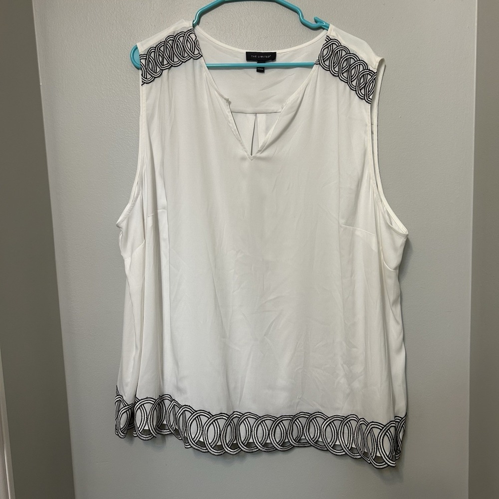 THE LIMITED MARSHMALLOW OFF WHITE SLEEVELESS 3X PULLOVER TOP Blouse Career